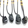 DIY Irregular Natural Black Stone Rope Chain Pendant Necklaces For Women Men Boy Lucky Jewelry Fashion Accessories