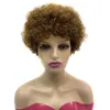 Parrucche ricci crespi corti afro soffio per le donne nere Parrucca rossa bordeaux marrone Pixie Cut capelli umani Remy Parrucche piene arricciate afro con la frangetta