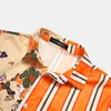 Camicia casual da uomo stampa patchwork a righe streetwear bavero camicie manica corta moda uomo camicie hawaiane S-5XL