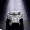 Vecalon Vintage Lovers Lab Diamond Ring Sets 925 Sterling Silver Bijou Engagement Wedding Band Ringen voor Dames Bruids Charm Sieraden Gift