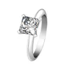 Sterling Zilver 925 1CT NSCD Gesimuleerde Diamond Ring Princess Engagement Rings Solitaire Huwelijkscadeau met Doos Snel Schip uit de VS.