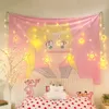 Tapisserie personnalisée imprimée College Dorm Couvertures Sailor Moon Cartoon Tapisserie murale suspendue Lumières d'étoiles gratuites couvrant 210608