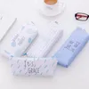 Blyertspåsar 10st /parti Kawaii Small Fresh Island Blue Canvas School Supplies Sailor Wind Pouch Stationery Bag Wholesale