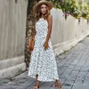 Lässige Kleider Sommer Frauen Polka-Dot Langes Kleid Strand Trägerlos Weiß Midi Sommerkleid Rot Urlaub Kleidung Für