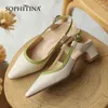 Sophitina Spring Fashion Dames Sandalen Simple Daily Premium Leather Lady Shoes Comfortabele dikke hakken Vrouwelijke schoenen AO641 210513