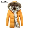 BATMO arrival winter rabbit fur collar 80% white duck down hooded jackets men ,plus-size S-5XL 211216