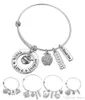 Love Inspire Teach White Crystal Apple Ruler Bracelet Stainless Steel Pendant Bangle Jewelry Gift Teacher Friend DLH204