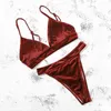 Ztvitalitet solid sammet bikinis push up bikini 2020 nya ankomstband vadderad bh mid midja sexiga baddräkt kvinnliga badkläder kvinnor x0522