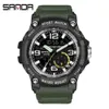 SANDA Fashion Men's Watches Dual Display Digital Quartz Wristwatch Waterproof Military Watch for Men Clock relogios masculino G1022