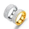 Moda stal tytanowa 5 rzędowa diamentowa pasmo pierścionków mężczyzn Kobiety stal nierdzewna kryształ inkrustowany ceramiczne gliniane pierścienie gliniane złoto srebrne kolorowy pierścionek bez alergicznej biżuteria