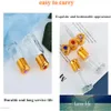 Clear Glass essential oil roll on bottles Portable Empty Refillable Perfume Bottle Lip Balms tube Containers with Gold lid