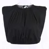 Nieuwe hoge taille bottoming shirt straat dames katoen dikke schouder crop top zwart gothic mouwloos sexy 210419