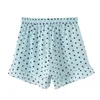 Kvinnor Chic Polka dot Drawstrings Shorts Vintage Mode Elastiska Midja Korta Byxor Casual Female Pantalones 210520