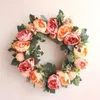 Couronnes de fleurs décoratives Flone européenne pivoine artificielle fleur de soie Simulation ornements de porte guirlande de mariage décor de fête à la maison
