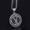 Smycken set elfasio set ring halsband baphomet get pentagram satan symbol rostfritt stål båda sidor pendelledning8806882