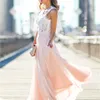Zomer boho stijl maxi lange holle patchwork sundress vrouwen elegante vestidos feestjurken naakt roze strand jurk x0705