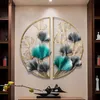 Chinese Style Wrought Iron Ginkgo Leaf Hanging Home Living Room Mural el Club Wall Decoration 210414