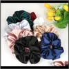 Pony Tails Holder Bijoux Drop Livraison 2021 Grande couleur unie Satin Accessoires à la mode Élastique en vrac en couleurs Veet Hair Scrunchies 6Ddab