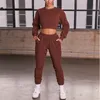 Höst Vinter Kvinnors Tracksuit Casual Fashion Long-Sleeved Crop Top And Pants Two-Piece Set Short Sweatshirt Suit Kvinnlig Outfit 210514