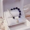 Link Chain Starry Blue Sand Temperament Zircon Mango Natural Freshwater Pearl Armband Multi-Facettered Crystal Fashion Fawn22