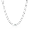 Chains Classic 925 Sterling Silver 18-30 Inch 12 Mm Rock Hip Hop Flat Side Necklace Ladies Men Fashion Wedding Pendant Jewelry