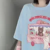 Harajuku Cute Bear Lody Cartoon Casual luźne topy Ulzzang Japoński JK Vintage Fun Sweet Girls Rabbit Samica Bawełniana Koszulka