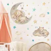 Väggklistermärkear tecknad film som sover på månen för barns rums baby dekoration plantskola barn heminredning söt pvc klistermärke diy