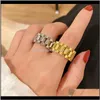 Wedding Drop Delivery 2021 Retro Hiphopowy zegarek Link Chain Ring ze stali nierdzewnej Punk Rock Biker Finger mężczyźni kobiety pierścionki dla par biżuteria G