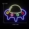 UFO statek kosmiczny neon LED przestrzeń wszechświat seria znaki świetlne USB wiszące na ścianie lampki nocne dla dzieci sypialnia prezent Bar strona główna dekoracja