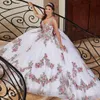 Charming White Quinceanera Dresses Petal Power Embroidery Sweet 16 Gowns Tulle vestido de 15 anos Ball Prom Gowns
