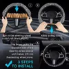 Car Steering Wheel Cover With Crystal Diamond Sparkling Car Suv Steering Wheel Protector Vehicle Auto Decoration Carbon Fiber