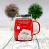 450ml Jul Keramikmugg Santa Claus Cups Drinkware With Mirror Lid Creative Gifts Barnvatten Kaffe Kaffe Frukt Juice Teacup T9i001483