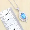 Blue Australia Opal Серьги Ожерелье Кулон Кольцо Серебряный Цвет Ювелирных Изделий Набор для Женщин Жиркона Браслет Подарочная коробка H1022