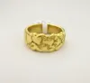 Heren Dames RVS getextureerde Cluster Nugget Ring 14k 18k 24k Solid Yellow Gold Plated Diamond Cutting Couple J289V