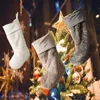 Plush Christmas Socks Solid Color Soft Santa Stocking Xmas Tree Decoration Festival Party Gift