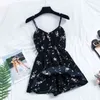 2019 neues Damenkleid, süßer Sommer, lässige Mode, böhmischer Druck, dünner Riemen, ärmellos, schwarzes Kleid für Frauen 210331