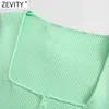 Kvinnor Vintage Square Collar Slim Short Green Knitting Sweater Kvinna Chic Sommar Tunna Cardigans Beskurna Toppar S718 210420