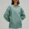 Yogakläder Oversized dam huvtröjor Kort rundhalsad tröja Hög elastisk Lös Sport Yoga Fitness långärmad crop top Sweatshirts