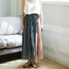 Korean Fashion Skirts Womens Woman Chiffon Long Women High-waist Pleated Print Midi Faldas Mujer Moda 210531