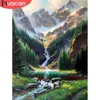 mountain waterfall painting