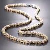 Gold Tone Byzantine Stainless Steel Necklace Boys Mens Chain Link Fashion jewelry