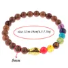 7 chakra pulseira homens metal ouro peixe grânulos naturais madeira budista buddha yoga braceletes para mulheres jóias