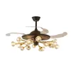Ceiling Fans Invisible Fan Chandelier Dining Room Bedroom Fashion Home Postmodern Simple Living Crystal Lamp