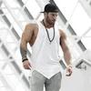 Muscleguys 체육관 스트링거 의류 보디 빌딩 탱크 탑 남자 피트니스 싱글 민소매 셔츠 단단한 코튼 근육 조끼 땀 셔츠 210421
