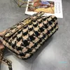 مصمم- أسودأبيض Houndstooth نمط CrossBody حقائب عبر غلق بمشبك مشبك حقيبة كتف سلاسل جلدية حقيبة ساعي محفظة دافئة رفرف محافظ