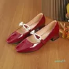 Dress Shoes Patent Leather Mary Jane Women Block Heel Buckle Strap Pearl Ladies Pumps Fashion Party Wedding Square