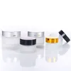Empty Refill Frosted Glass Cosmetic Jar Pots with Screw Black Lid and PP Liner Travel Sample Packing Container For Makeup Eyeshadow Cream Lotion Bottles