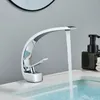 Basin Sink Faucet Enkel handvat Koud en Hot Mixer Taps Mooie Curve Design