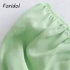 Foridol Bowknot Bodycon Green Summer Dress Short Sleeve Boho Beach Short Mini Dress Ruffle Women New Clothing 210415