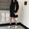 PERHAPS U Black Gray White O Neck Star Sweatshirt Fleece Pullover Long Sleeve Loose Short Mini Dress Winter Autumn O Neck D0852 210529